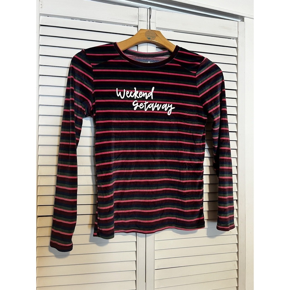 CUDDL DUDS Women's Size Small S Top Shirt Long Sleeve Crew Velour Striped